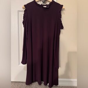 Neiman Marcus Deep Purple Cold Shoulder Dress